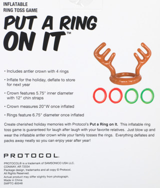 Thumbnail 2: Protocol Put a Ring On It Inflatable Christmas Antler Ring Toss Game 