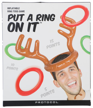 Thumbnail 1: Protocol Put a Ring On It Inflatable Christmas Antler Ring Toss Game 