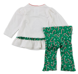 Thumbnail 2: Bonnie Baby Baby Girls 2 Pc Christmas Tree & Candy Canes Pants Set 