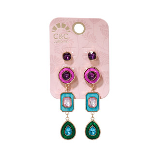 Thumbnail 1: C&C California 2 Pk Stud & Drop Stud Earrings Set 