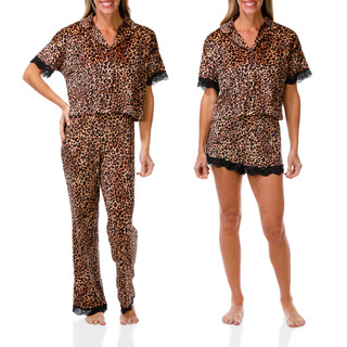 Thumbnail 1: Juicy Couture Juniors 3 Pc Fleece Pajama Pants & Shorts Set w/ Lace Trim 