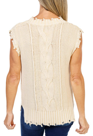 Thumbnail 2: MISS ME Women's Sleeveless Cable Knit Top  