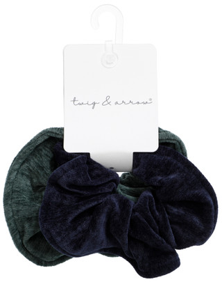Thumbnail 1: TWIG & ARROW 2 Pk Large Velvet Scrunchies 