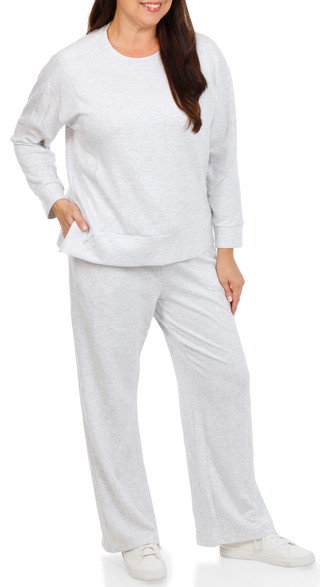Thumbnail 1: Jessica Simpson Women's Plus 2 Pc Long Sleeve Soft Sculp Jogger Set  