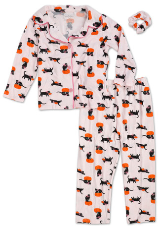 Thumbnail 1: Jessica Simpson Little Girls 3 Pc Halloween Pajama Pants Set with Scrunchie 