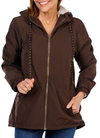 Thumbnail 1: AVALANCHE Women's Zippered Rain Jacket w/ Faux Shearling Lining 