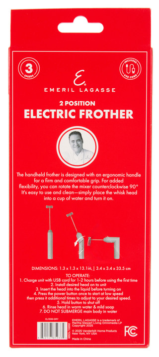 Thumbnail 2: Emeril Lagasse 2 Position Electric Frother with USB Cord & 2 Heads 