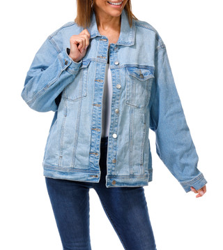 Thumbnail 1: RFM Women's 4 Pocket Boyfriend Denim Jean Jacket 