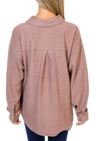 Thumbnail 2: Thread & Supply Women's Collared Ribbed Button Front Top 