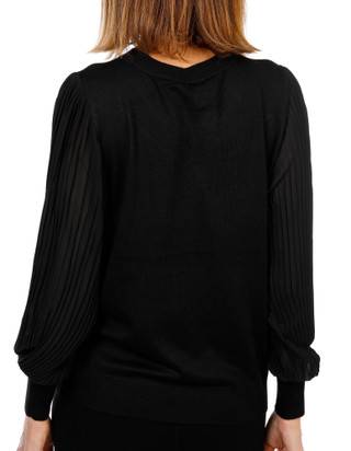 Thumbnail 2: Zac & Rachel Women's Pleated Sleeve Crew Neck Sweater Blouse 