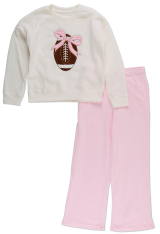 Thumbnail 1: No Comment Girls Girls 2 Pc Game Day Football Wide Leg Fleece Pants Set 