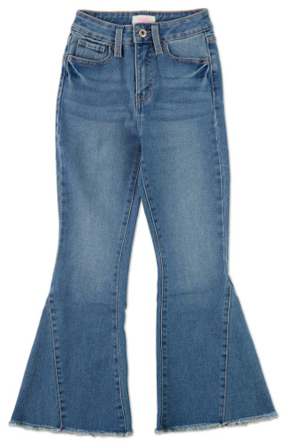 Thumbnail 1: YMI Big Girls Fray Hem Wide Flare Jeans 