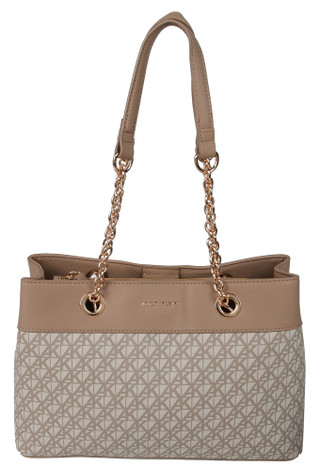 Thumbnail 1: ANNE KLEIN 3 Compartment Logo Shoulder Bag with Chain Handles 