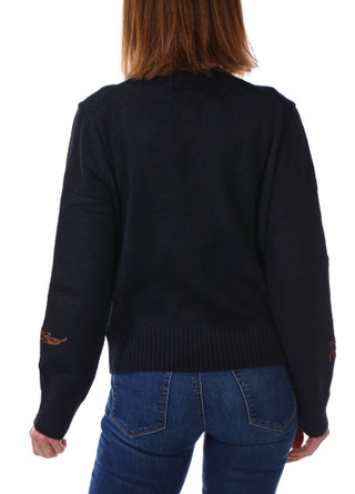 Thumbnail 2: Blu Pepper Women's Embroidered Deer Knit Cardigan   