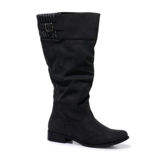 Thumbnail 2: Kensie Women's Monica Knit Trim Wide Calf Riding Boots  