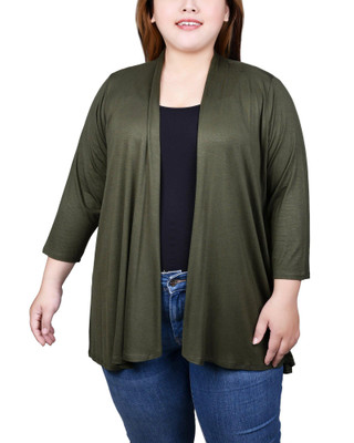 Thumbnail 1: NY COLLECTION NY Collection Plus Solid 3/4 Sleeve Cardigan 