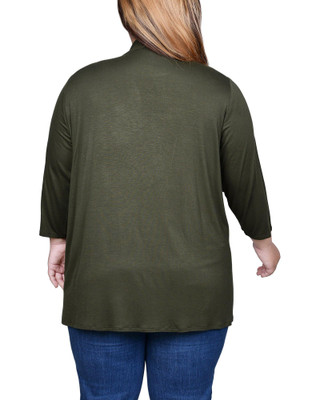 Thumbnail 2: NY COLLECTION NY Collection Plus Solid 3/4 Sleeve Cardigan 