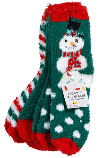 Thumbnail 1: Comfy Threads 4 Pk Cozy Christmas Socks 