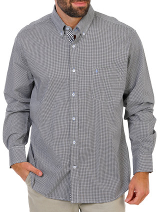 Thumbnail 1: TAILORBYRD Men's Gingham Print Button Down Dress Shirt  