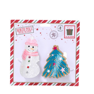Thumbnail 1: TWIG & ARROW 2 Pk Christmas Claw Hair Clips  