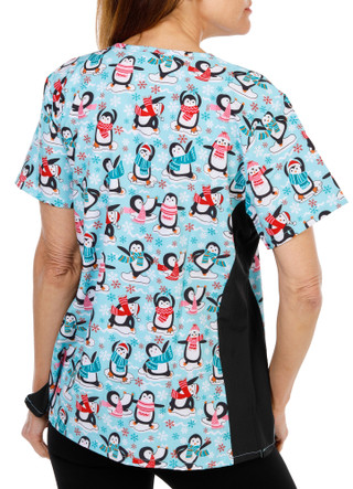 Thumbnail 2: Divine Stretch Women's Christmas Print Scrub Top 