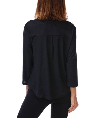 Thumbnail 2: AUW Women's 3/4 Sleeve Split Neck Henley Top 