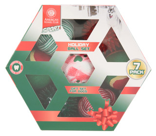 Thumbnail 1: AKC 7 Pc Christmas Holiday Dog Ball Set 