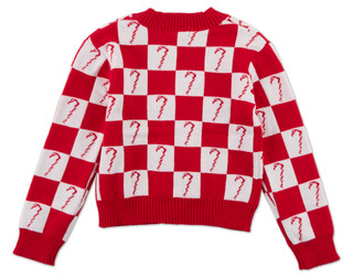 Thumbnail 2: Btween Big Girls Checkered Candy Cane Print Cardigan 
