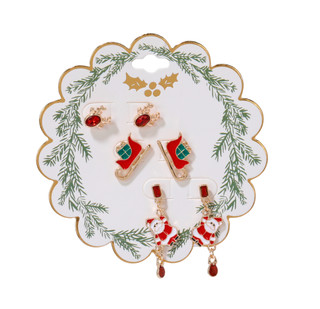Thumbnail 1: Magical Season 3 Pk Christmas Stud & Drop Earring Set  