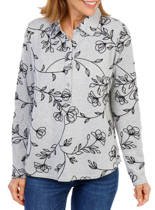 Thumbnail 1: Zac & Rachel Women's Long Sleeve Floral Print Button Top 