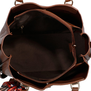 Thumbnail 3: DS Fashion Triple Compartment Pebble Grain Satchel w/ Scarf & Bag Charm 