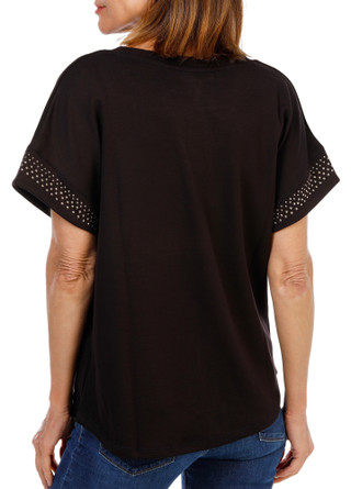 Thumbnail 2: BB Dakota Women's Studded Dolman Sleeve Crew Neck Top 