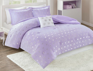 Thumbnail 1: Mi Zone Mi Zone Rosalie Metallic Printed Plush Comforter Set 