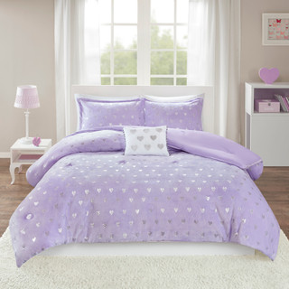 Thumbnail 4: Mi Zone Mi Zone Rosalie Metallic Printed Plush Comforter Set 