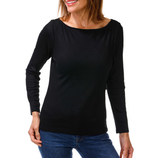 Thumbnail 1: Cyrus Women's Ribbed Long Sleeve Boat Neck Top 