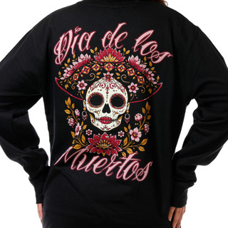 Thumbnail 2: Inspired Culture Juniors Dia De Los Muertos Graphic Crew Neck Sweater 