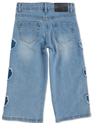 Thumbnail 2: DKNY Little Girls 5 Pocket Heart Patch Jeans w/ Adjustable Waist 