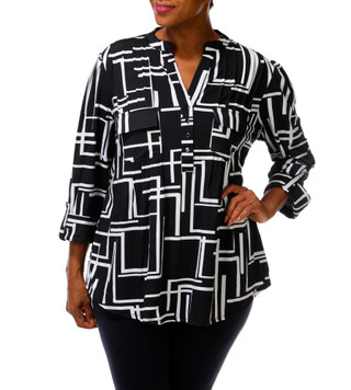 Thumbnail 2: Cocomo Women's Plus 3/4 Sleeve Front Pleat Top 