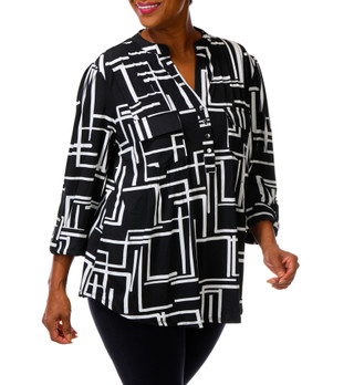 Thumbnail 1: Cocomo Women's Plus 3/4 Sleeve Front Pleat Top 