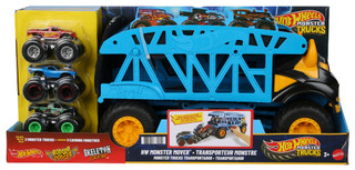 Thumbnail 1: Hot Wheels 4 Pc Monster Trucks Transporter Playset  