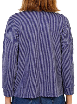 Thumbnail 2: Set The Stage Women's 3/4 Sleeve Button Hem Stretchy Rib Top 