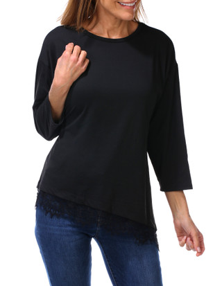 Thumbnail 1: Good Days Only Women's Long Sleeve Lace Hem Top 