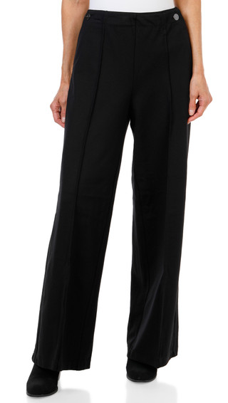 Thumbnail 1: Nicole Miller Women's Wide Leg Front Seam Pants with Button Detail 