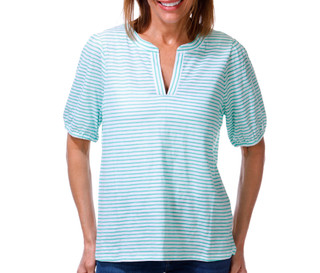 Thumbnail 1: Stella Parker Women's Split Neck Elbow Sleeve Top 