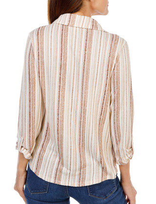 Thumbnail 2: Joie De Vivre Women's Button Up Roll Tab Sleeve Shirt 