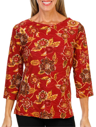 Thumbnail 1: Emily Daniels Women's 3/4 Sleeve Printed Knit Top 