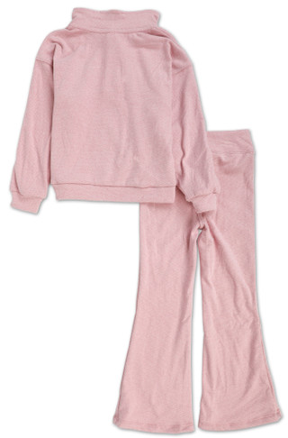Thumbnail 2: 90 DEGREE BY REFLEX Little Girls 2 Pc Quarter Zip Flare Leg Pants Set 
