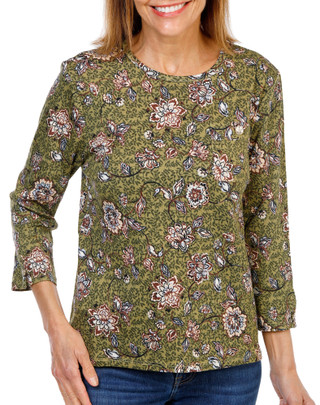 Thumbnail 1: Rafaella Women's Printed 3/4 Sleeve Top 
