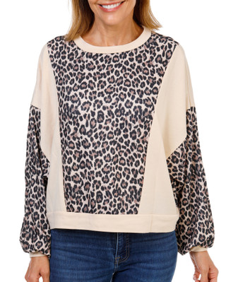 Thumbnail 1: DISCREET Women's Long Sleeve Printed Pullover Top 