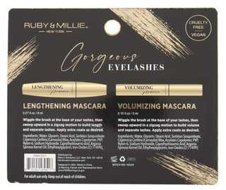 Thumbnail 2: Ruby & Millie 2 Pc Gorgeous Eyelashes Lengthening & Volumizing Mascara Set 